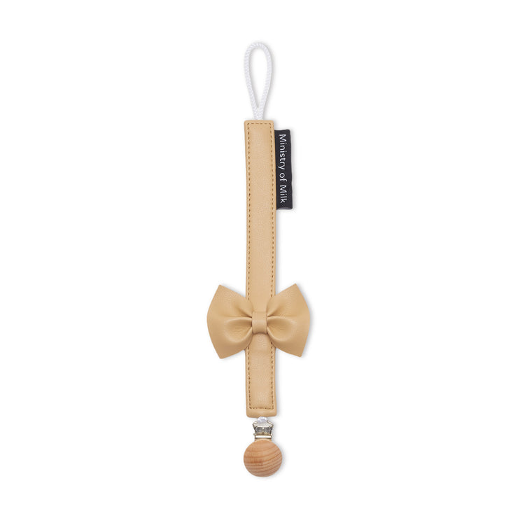 Ministry of Milk® Bow Pacifier Clip Beige