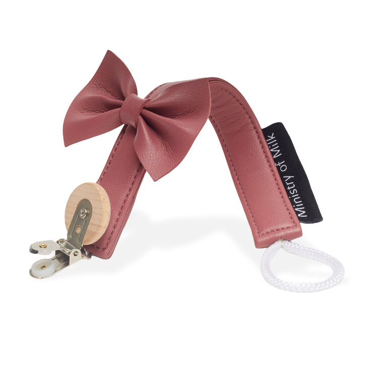 Ministry of Milk® Bow Pacifier Clip Old Rose
